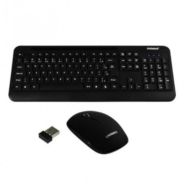TECLADO SATELLITE + MOUSE AK-725G WIRELESS 2.4GHZ ESPA NEGRO